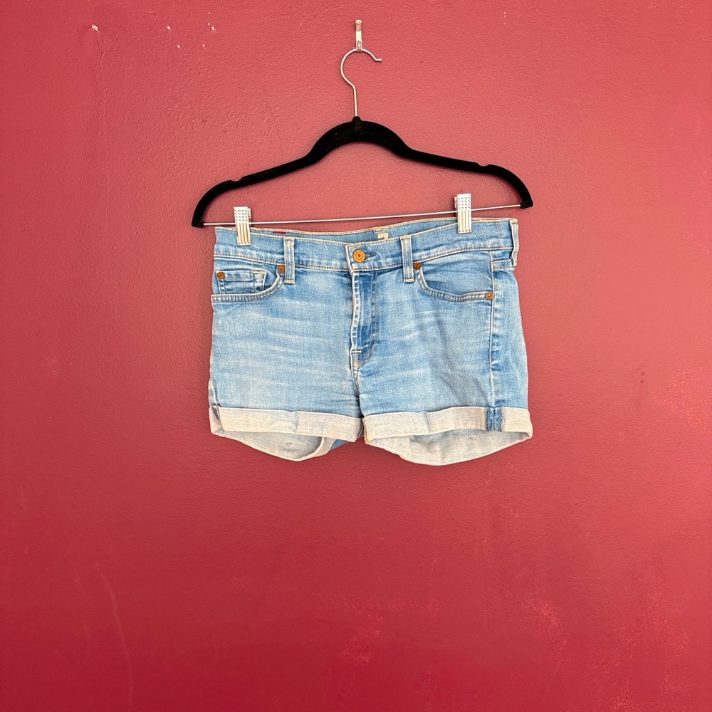7 For All Mankind Blue Jean Shorts Classic Cut-Off Style